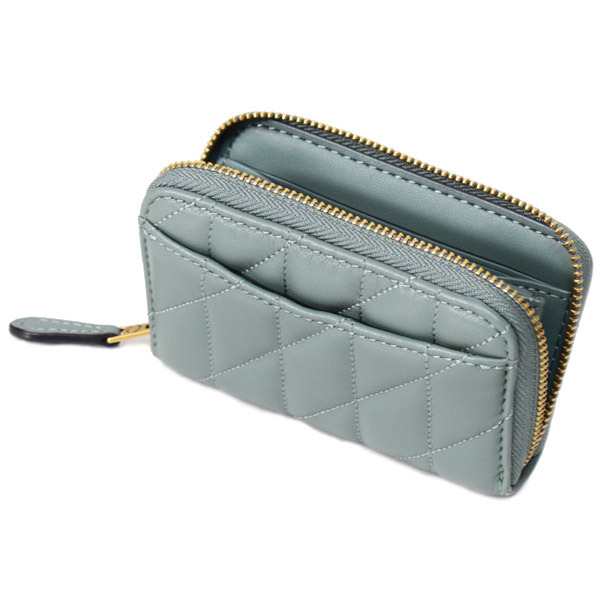 画像: 【COACH】コーチ カードケース レザー キルティング ピロー ロゴ スモール ジップ アラウンド スクエア スリム コインケース セージ（日本未発売）