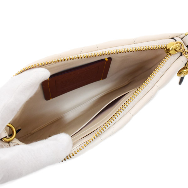 画像: 【COACH】コーチ バッグ キルティング レザー チェーン ピロー リストレット 3way クラッチ ポーチ ショルダー ハンドバッグ チャーク（日本未発売）