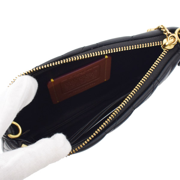 画像: 【COACH】コーチ バッグ キルティング レザー チェーン ピロー リストレット 3way クラッチ ポーチ ショルダー ハンドバッグ ブラック（日本未発売）