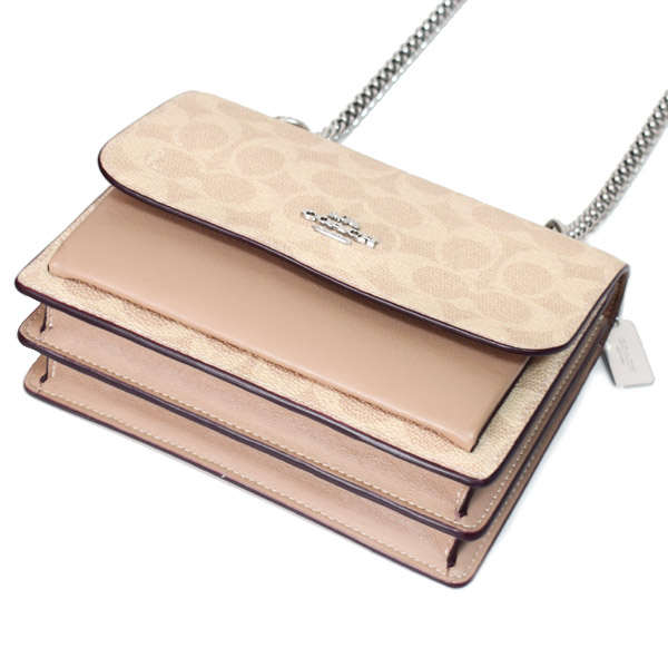 画像: 【COACH】コーチ バッグ チェーン コーティングキャンバス レザー シグネチャー ミニ クレア クロスボディ 2way 斜め掛け ショルダー バッグ サンド×トープ（日本未発売）