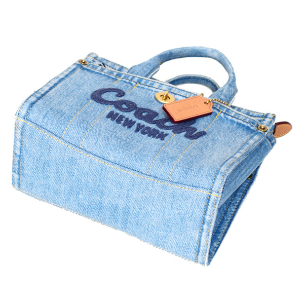 画像: 【COACH】コーチ バッグ デニム カーゴ トート 刺繡 20 ミニ ロゴ 2WAY クロスボディ ショルダー ハンドバッグ キャンバストート インディゴ（日本未発売）