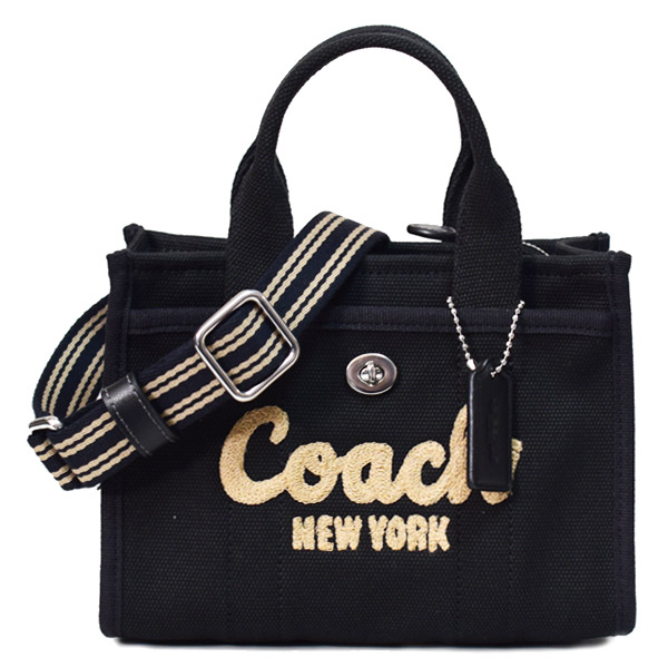 画像1: 【COACH】コーチ バッグ キャンバス トート カーゴ 刺繡 20 ミニ ロゴ 2WAY クロスボディ ショルダー ハンドバッグ キャンバストート ブラック（日本未発売） (1)