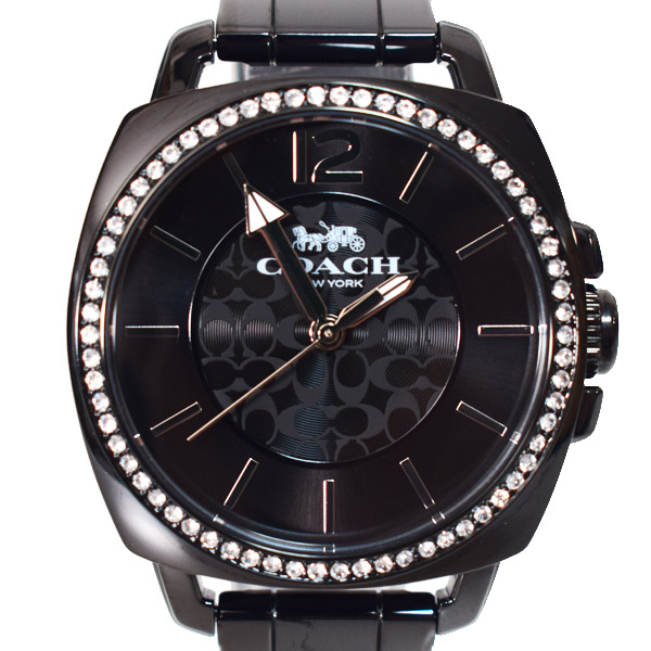 画像: 【COACH】コーチ 時計 ラインストーン シグネチャー ボーイフレンド ステンレススチール レディース ウォッチ 腕時計 ブラック〔日本未発売〕