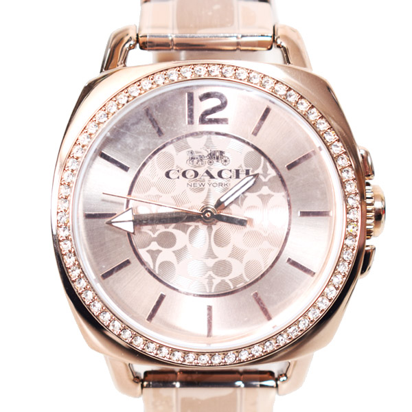 画像: 【COACH】コーチ 時計 ラインストーン シグネチャー ボーイフレンド ステンレススチール レディース ウォッチ 腕時計 ピンクゴールド〔日本未発売〕