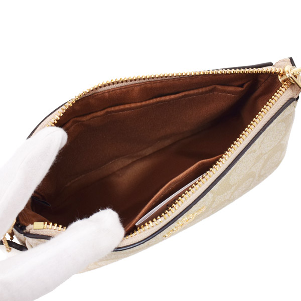 画像: 【COACH】コーチ バッグ コーティングキャンバス レザー シグネチャー ノリータ 19 リストレット マルチ ポーチ ハンドバッグ ライトカーキ×チャーク〔日本未発売〕