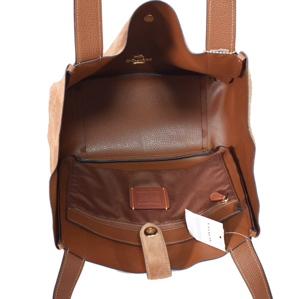 画像: 【COACH】コーチ バッグ スエード レザー ターンロック ハドリー ロゴ トートバッグ シェンナ〔日本未発売〕