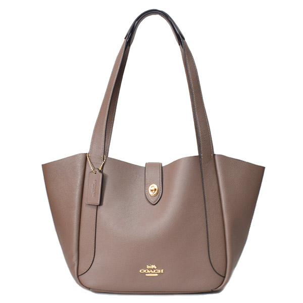 画像1: 【COACH】コーチ バッグ レザー ターンロック ハドリー ロゴ トートバッグ ダークストーン〔日本未発売〕 (1)