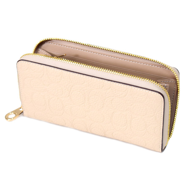 画像: 【COACH】コーチ 長財布 ぺブルレザー シグネチャー 型押し リストレット ロング ジップ アラウンド 長財布 オート（日本未発売）