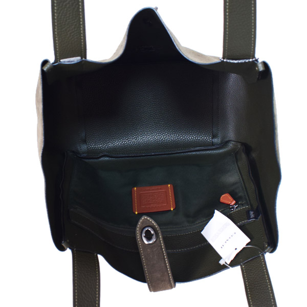 画像: 【COACH】コーチ バッグ スエード レザー ターンロック ハドリー ロゴ トートバッグ アーミーグリーン〔日本未発売〕