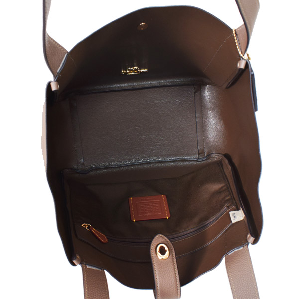 画像: 【COACH】コーチ バッグ レザー ターンロック ハドリー ロゴ トートバッグ ダークストーン〔日本未発売〕