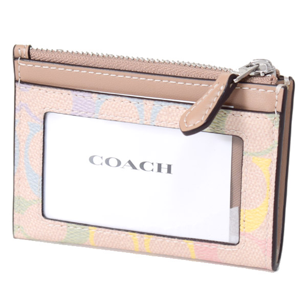 画像: 【COACH】コーチ コインケース コーティングキャンバス レザー シグネチャー グラデーション キーリング付き ミニ スキニー IDケース コインケース サンドマルチ（日本未発売）