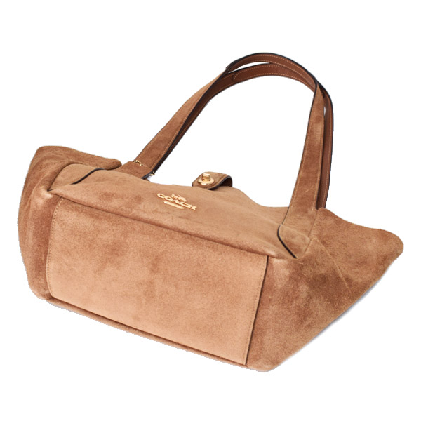 画像: 【COACH】コーチ バッグ スエード レザー ターンロック ハドリー ロゴ トートバッグ シェンナ〔日本未発売〕