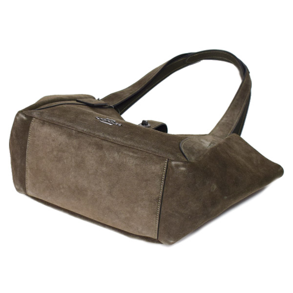 画像: 【COACH】コーチ バッグ スエード レザー ターンロック ハドリー ロゴ トートバッグ アーミーグリーン〔日本未発売〕