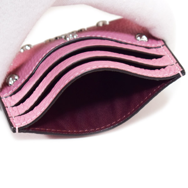 画像: 【COACH】コーチ カードケース レザー スタッズ ハート リベット ロゴ スリム ID パスケース カードケース  定期入れ 名刺入れ ピオニー（日本未発売）