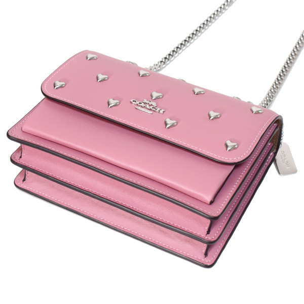 画像: 【COACH】コーチ バッグ レザー スタッズ ハート リベット ロゴ ミニ クレア チェーン クロスボディ 2way 斜め掛け ショルダー バッグ ピオニー（日本未発売）