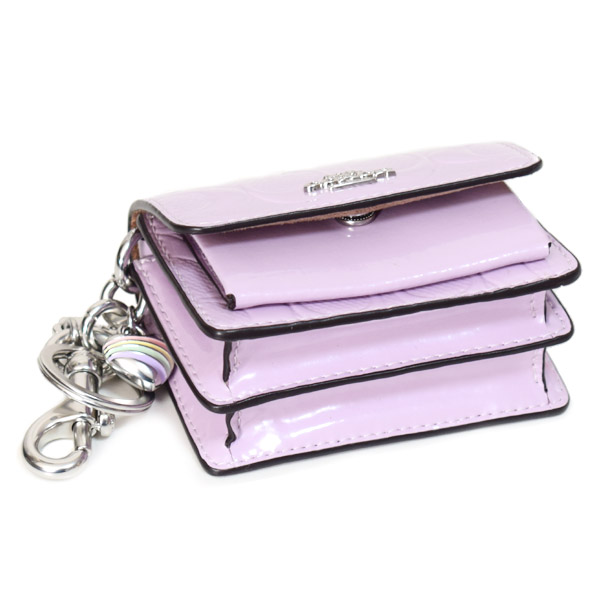 画像: 【COACH】コーチ キーホルダー パテントレザー シグネチャー ミニ クレアバッグ ハート チャーム ポーチ 小物入れ キーホルダー バッグチャーム コインケース ライトバイオレット（日本未発売）