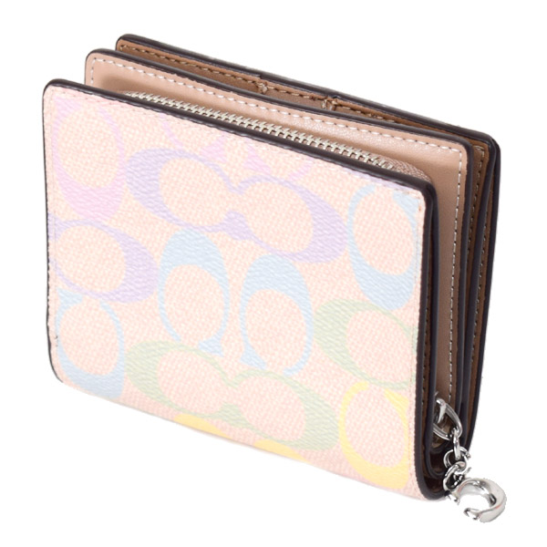 画像: 【COACH】コーチ 財布 コーティングキャンバス レザー シグネチャー レインボー ロゴ チャーム スナップ ウォレット 二つ折り 財布 サンドマルチ（日本未発売）