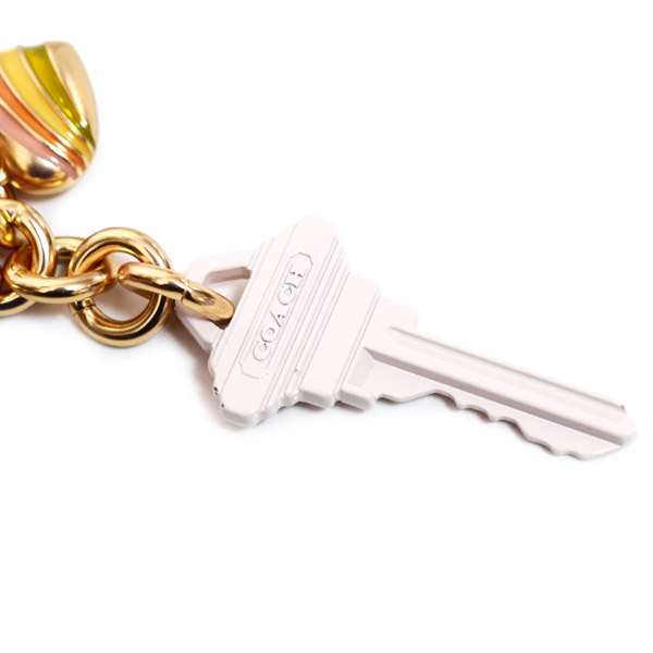 画像: 【COACH】コーチ キーホルダー メタル エナメル レジン ハート 鍵 キー 南京錠 チャーム バッグチャーム キーリング キーホルダー ピンクマルチ（日本未発売）