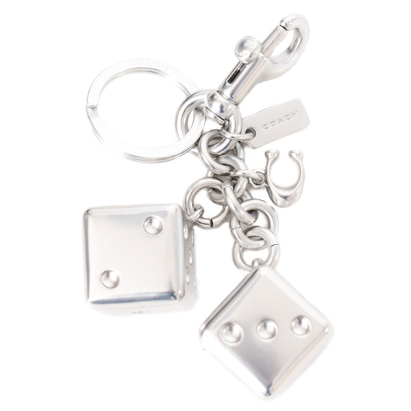 画像1: 【COACH】コーチ キーホルダー メタル ダイス サイコロ キューブ バッグチャーム キーリング キーホルダー シルバー（日本未発売） (1)