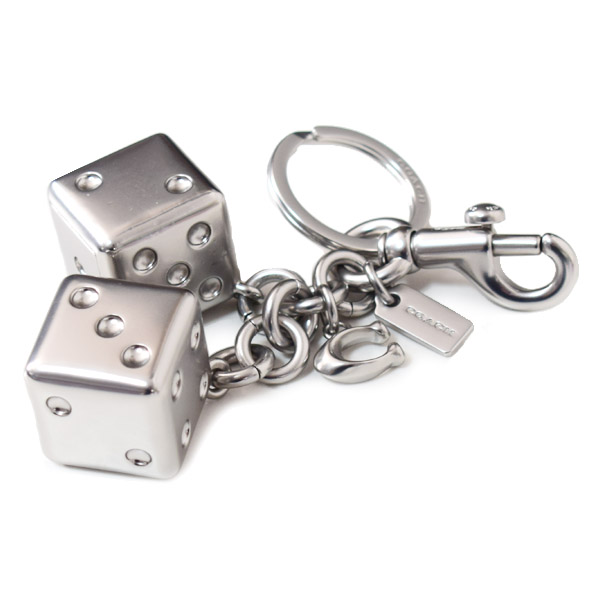 画像: 【COACH】コーチ キーホルダー メタル ダイス サイコロ キューブ バッグチャーム キーリング キーホルダー シルバー（日本未発売）