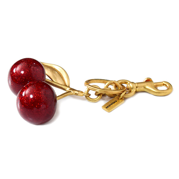 画像: 【COACH】コーチ キーホルダー レジン メタル チェリー さくらんぼ モチーフ グリッター ラメ キーリング バッグチャーム キーホルダー レッドアップル（日本未発売）