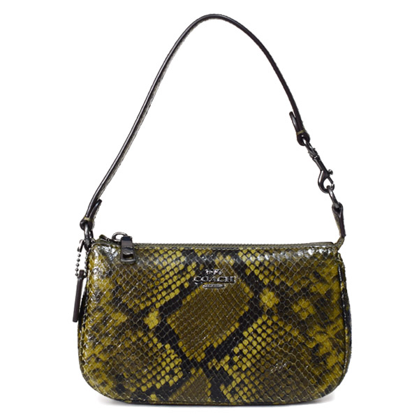 画像1: 【COACH】コーチ バッグ パイソン レザー アニマル スネーク ノリータ 19 リストレット マルチ ポーチ ミニ ハンドバッグ オリーブマルチ〔日本未発売〕 (1)