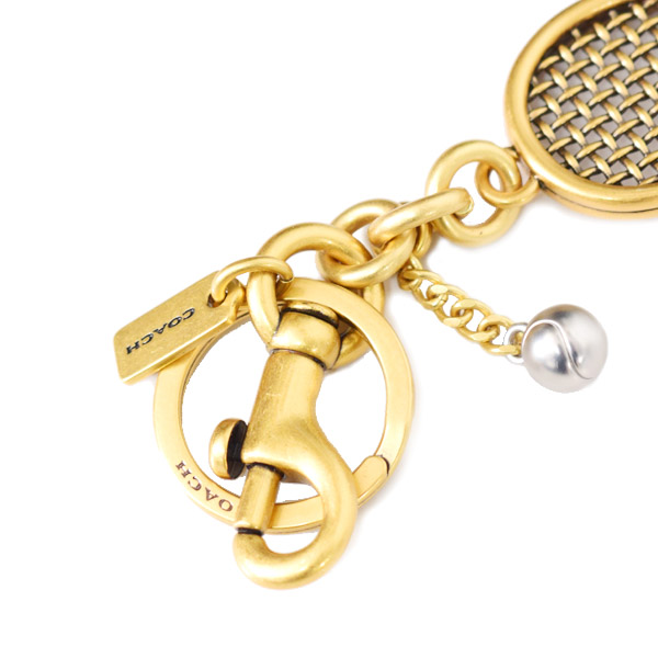画像: 【COACH】コーチ キーホルダー テニス ラケット ボール メタル スモール ロゴ チャーム バッグチャーム キーリング キーホルダー ブラスマルチ（日本未発売）