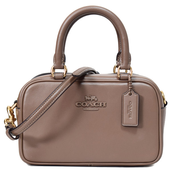 画像1: 【COACH】コーチ バッグ スムースレザー ミニ ロゴ サッチェル 2WAY クロスボディ 斜め掛け ショルダー ボストン ハンドバッグ ダークストーン〔日本未発売〕 (1)