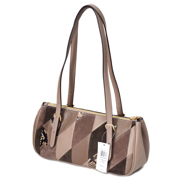画像: 【COACH】コーチ バッグ パッチワーク スエード パイソン レザー スネーク アッシャー 横長 ショルダーバッグ マッシュルームマルチ（日本未発売）