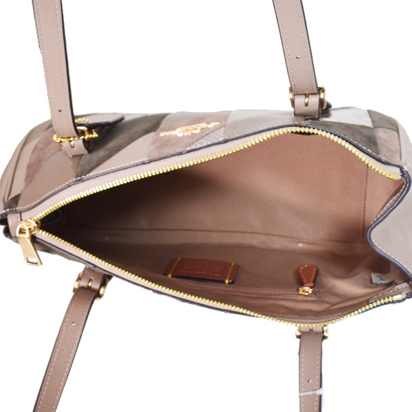 画像: 【COACH】コーチ バッグ パッチワーク スエード パイソン レザー スネーク アッシャー 横長 ショルダーバッグ マッシュルームマルチ（日本未発売）