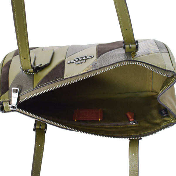 画像: 【COACH】コーチ バッグ パッチワーク スエード パイソン レザー スネーク アッシャー 横長 ショルダーバッグ オリーブマルチ（日本未発売）