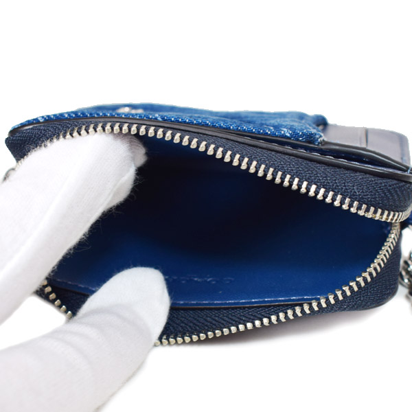 画像: 【COACH】コーチ コインケース デニム キルティング レザー チェーン ジップ カードケース カードポーチ 定期入れ 名刺入れ 小銭入れ デニム（日本未発売）