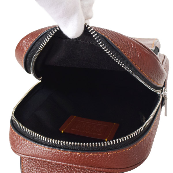 画像: 【COACH】コーチ メンズ バッグ ぺブルレザー シグネチャー 型押し レーサー スリング ロゴ ワンショルダー バックパック ボディバッグ ビンテージブラウン〔日本未発売〕