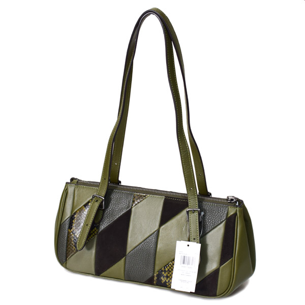 画像: 【COACH】コーチ バッグ パッチワーク スエード パイソン レザー スネーク アッシャー 横長 ショルダーバッグ オリーブマルチ（日本未発売）