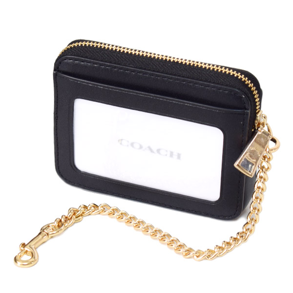 画像: 【COACH】コーチ コインケース キルティング レザー チェーン ジップ カードケース カードポーチ 定期入れ 名刺入れ 小銭入れ ブラック（日本未発売）