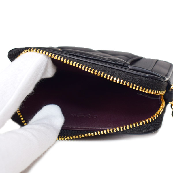 画像: 【COACH】コーチ コインケース キルティング レザー チェーン ジップ カードケース カードポーチ 定期入れ 名刺入れ 小銭入れ ブラック（日本未発売）