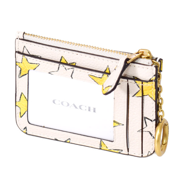 画像: 【COACH】コーチ カードケース 星 レザー エッセンシャル スター プリント ロゴ キーリング付き ミニ スキニー IDケース コインケース チャークマルチ（日本未発売）