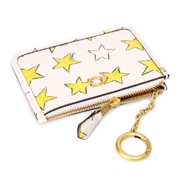 画像: 【COACH】コーチ カードケース 星 レザー エッセンシャル スター プリント ロゴ キーリング付き ミニ スキニー IDケース コインケース チャークマルチ（日本未発売）