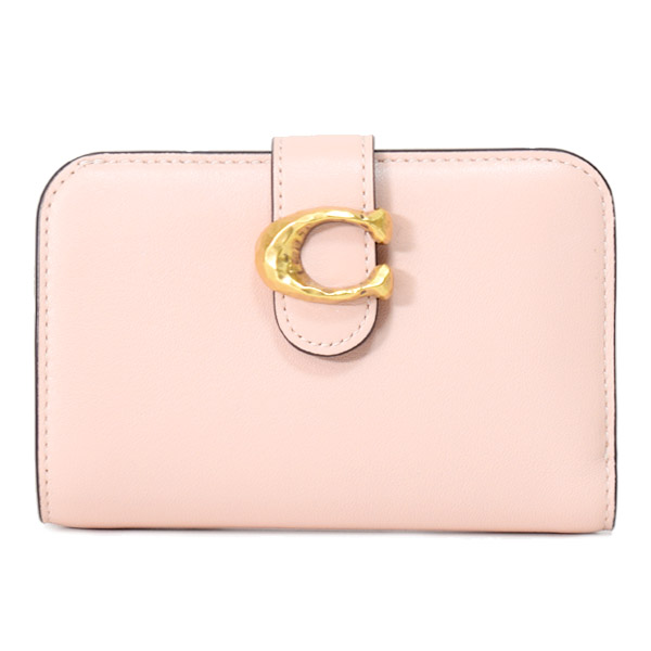 画像1: 【COACH】コーチ 財布 レザー タビー ロゴ コンパクト ウォレット 二つ折り財布 ブラス×クリーム（日本未発売） (1)