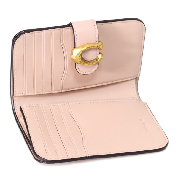 画像: 【COACH】コーチ 財布 レザー タビー ロゴ コンパクト ウォレット 二つ折り財布 ブラス×クリーム（日本未発売）