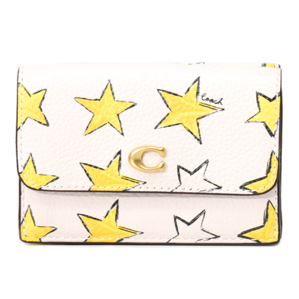 画像1: 【COACH】コーチ 財布 星 レザー エッセンシャル スター プリント ミニ トライフォールド ウォレット 三つ折り財布 チャークマルチ（日本未発売） (1)