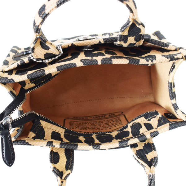 画像: 【COACH】コーチ バッグ レオパード ヒョウ柄 キャンバス トート カーゴ 刺繡 20 ミニ ロゴ 2WAY クロスボディ ショルダー ハンドバッグ キャンバストート ブラックマルチ（日本未発売）