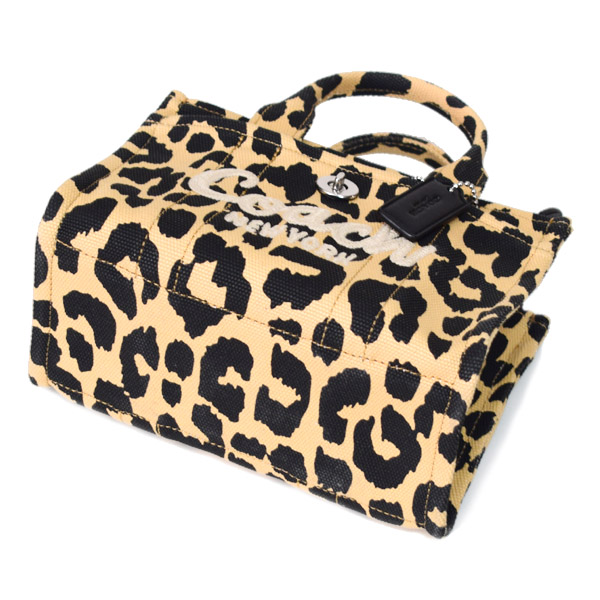 画像: 【COACH】コーチ バッグ レオパード ヒョウ柄 キャンバス トート カーゴ 刺繡 20 ミニ ロゴ 2WAY クロスボディ ショルダー ハンドバッグ キャンバストート ブラックマルチ（日本未発売）