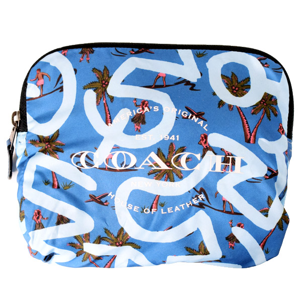 画像: 【COACH】コーチ バッグ エコバッグ バックパック 折り畳み キースヘリング コラボ フラダンス プリント リュックサック スカイブルーマルチ〔日本未発売〕