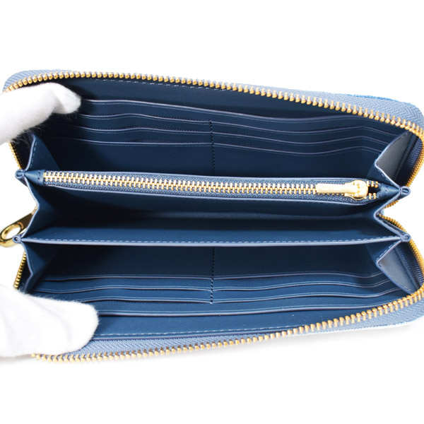 画像: 【COACH】コーチ 長財布 デニム レザー ロゴ リストレット ロング ジップ アラウンド 長財布 ライトインディゴ（日本未発売）