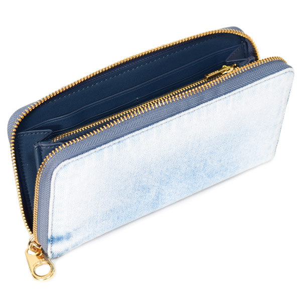 画像: 【COACH】コーチ 長財布 デニム レザー ロゴ リストレット ロング ジップ アラウンド 長財布 ライトインディゴ（日本未発売）