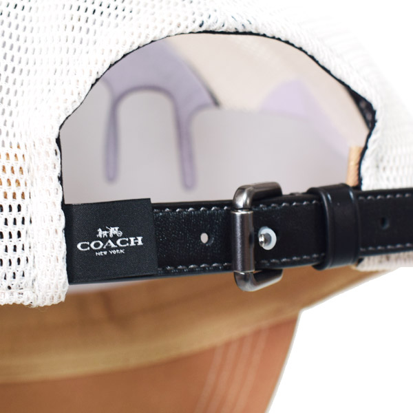 画像: 【COACH】コーチ キャップ 帽子 コットン メッシュ レザー ロゴ 1941 バーシティ トラッカー ハット ライトサドル〔日本未発売〕