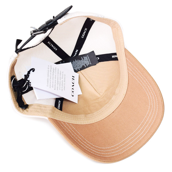 画像: 【COACH】コーチ キャップ 帽子 コットン メッシュ レザー ロゴ 1941 バーシティ トラッカー ハット ライトサドル〔日本未発売〕