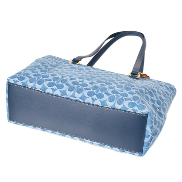 画像: 【COACH】コーチ バッグ トート デニム レザー シグネチャー ステーション ジップ トートバッグ インディゴ〔日本未発売〕