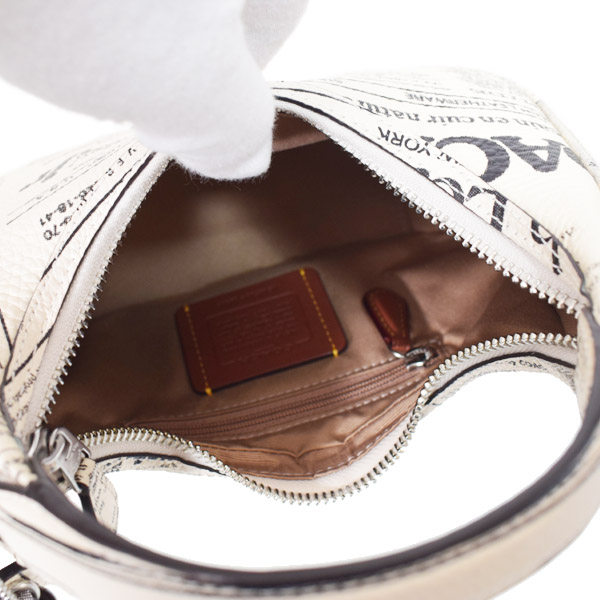 画像: 【COACH】コーチ バッグ レザー ニュースペーパー プリント カルメン ミニ ロゴ 2way チェーン クロスボディ 斜め掛け ショルダーバッグ ハンドバッグ チャークマルチ（日本未発売）